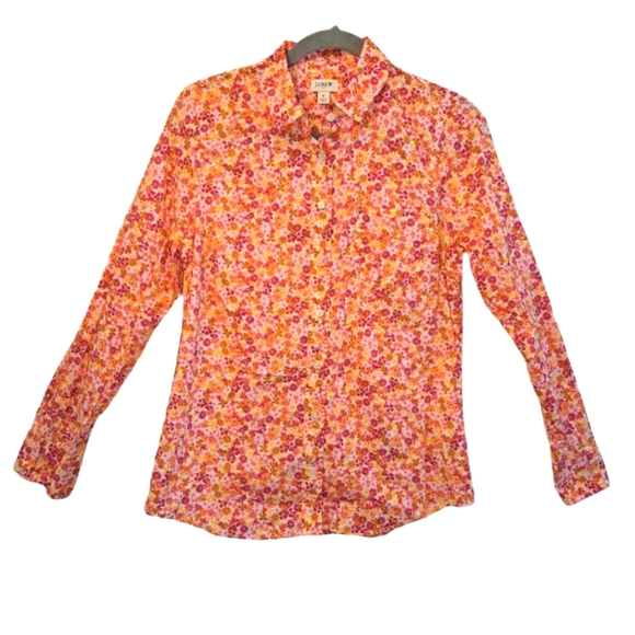 J. Crew Factory Tops - J. Crew Pink Floral Button Down Shirt Size Small